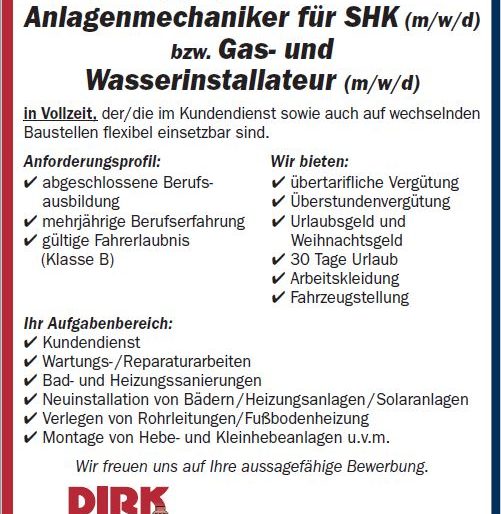 Stellenanzeige August 2019