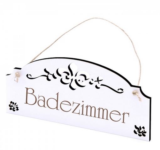 Namensschild mit Schriftzug Badezimmer